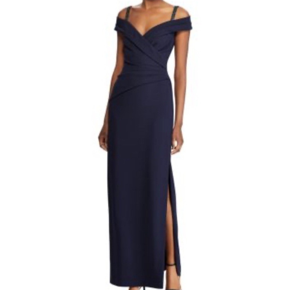 NWT Ralph Lauren Women's Black Beaded Cold-Shoulder Sleeveless Gown Size 8, $265